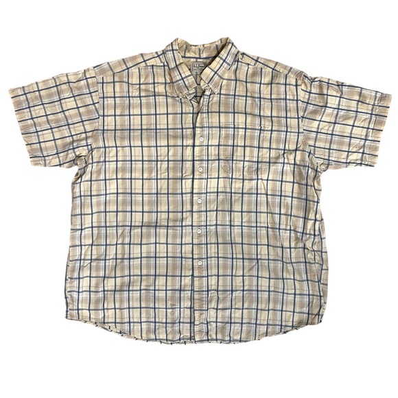 L.L. Bean Other - L.L. Bean Men’s Yellow and Blue Striped Short Sleeve Button-Down Shirt